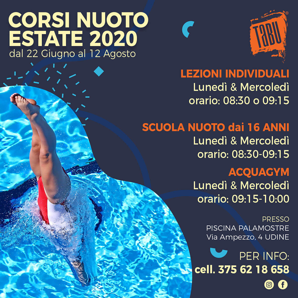 Corsi nuoto estate 2020 TABU UDINE