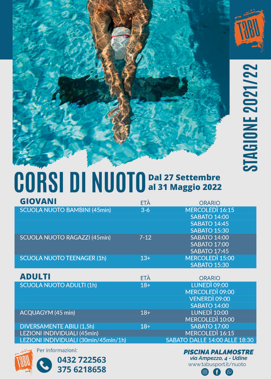 Corsi di nuoto a Udine per giovani e adulti per la stagione 2021-22