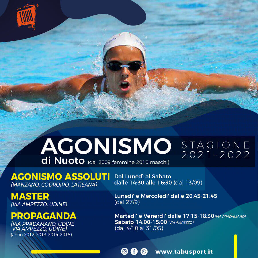 Corsi di nuoto agonistico a Udine, Manzano, Codroipo e Latisana per la stagione 2021-22