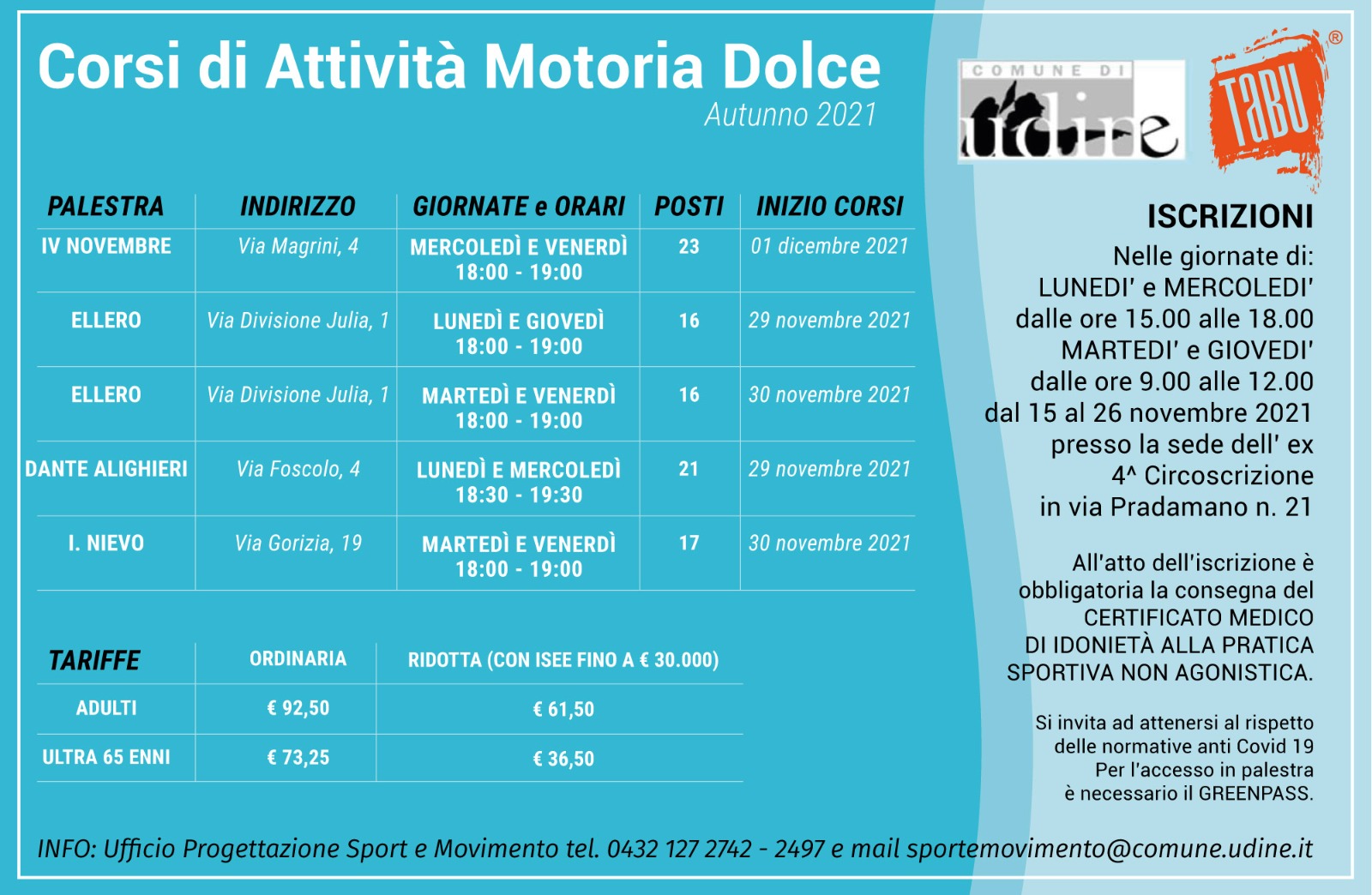 Corsi di attività motoria dolce a Udine con TABU