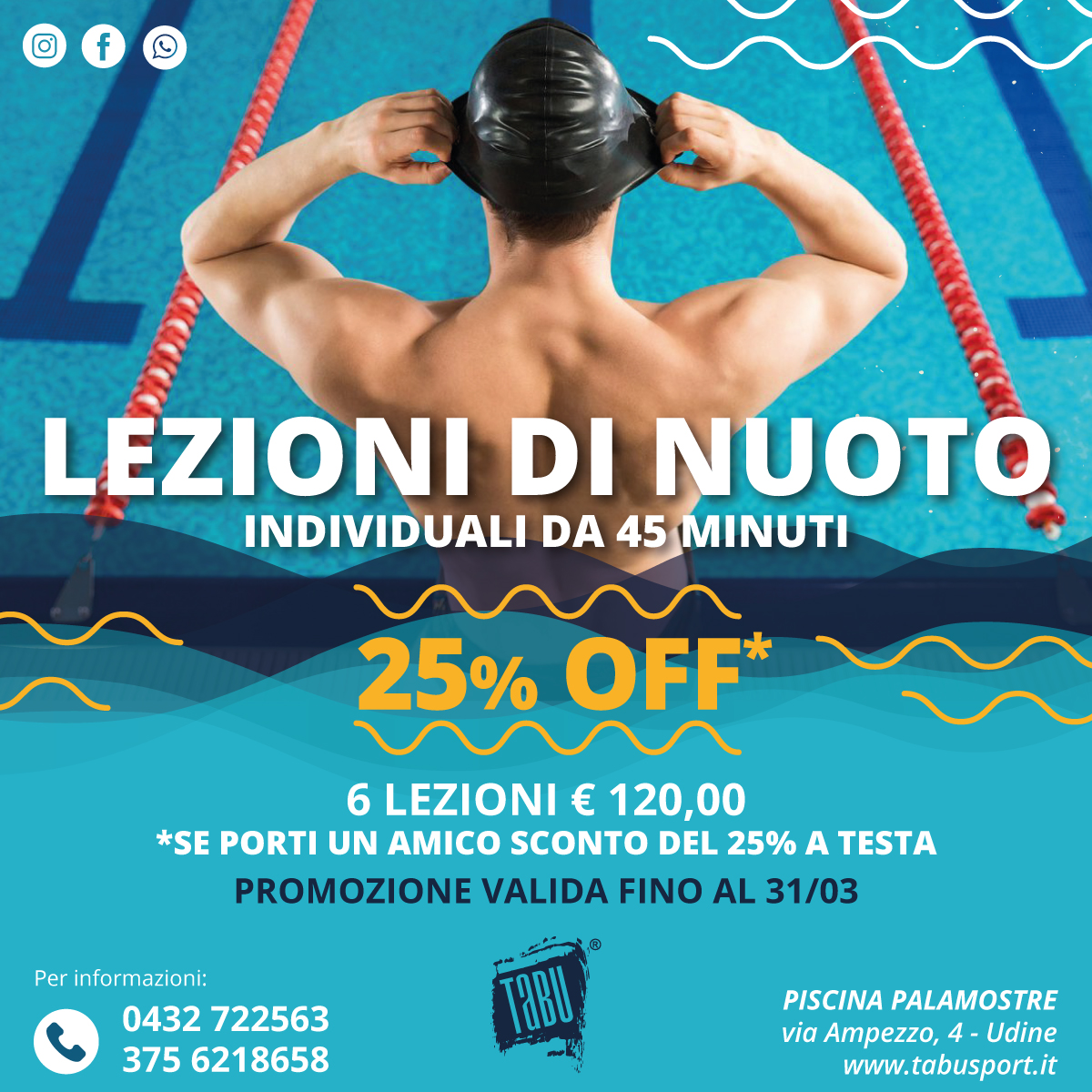 Promozione lezioni di nuoto individuali alla piscina Palamostre di Udine