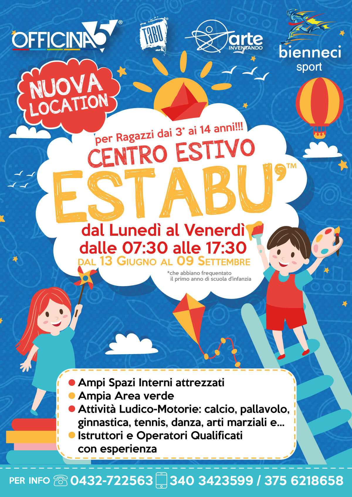 EsTaBù è il centro vacanze ideale per i bambini e i ragazzi dai 3 ai 14 anni dei comuni di Premariacco, Moimacco, Pradamano, Remanzacco e Cividale!