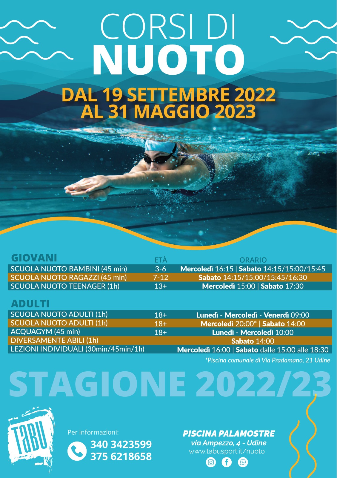 Corsi di nuoto a udine 2022-2023 - Piscina Palamostre