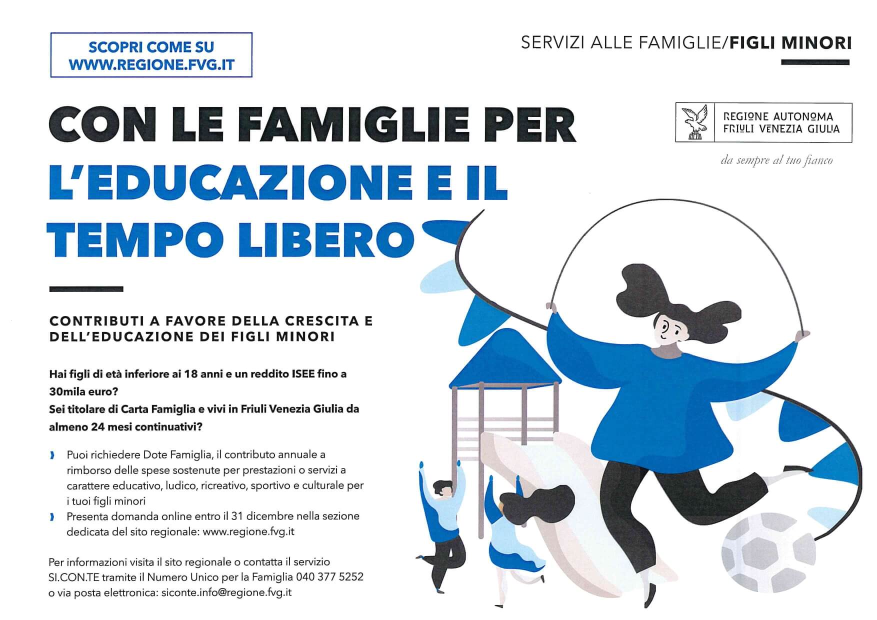 Dote famiglia- rimborso costi attività sportiva figli minori